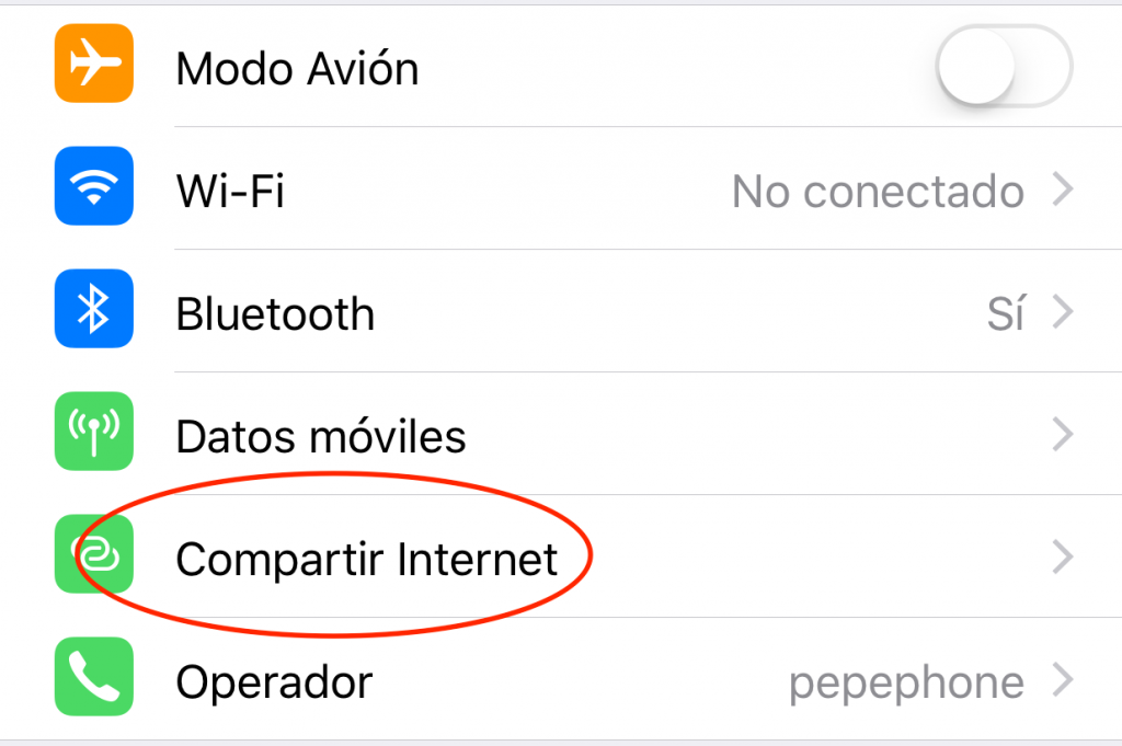configurar Compartir Internet en tu iPhone